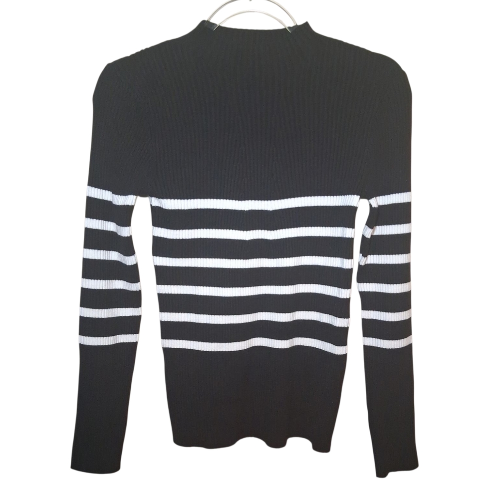 Grace + Karma Black and White Striped Women's Sweater
